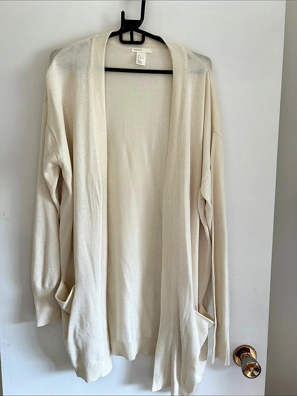 H&M BASIC/BASIQUE Open Front Knit Cardigan in Cream Size Large Like New